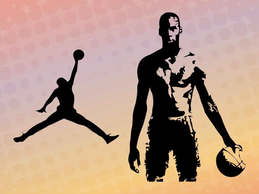 Silhouette giocatore basket logo Jordan, 1024x768 HD, Laptop