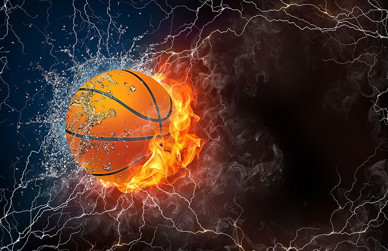 Pallone da basket fuoco acqua, 1280x829 720p, PC
