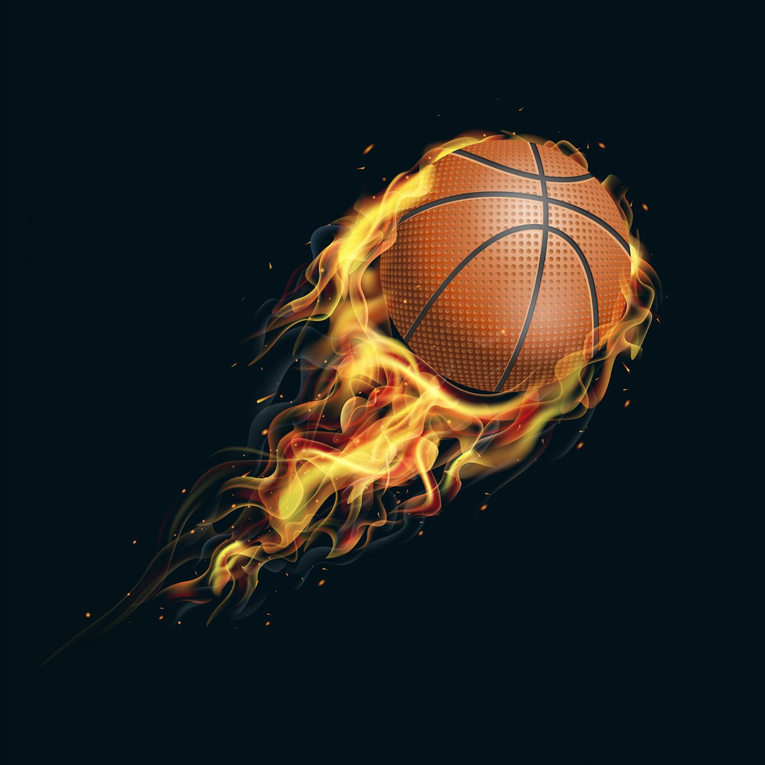 Pallone da basket in fiamme, 1500x1500 720p, Laptop