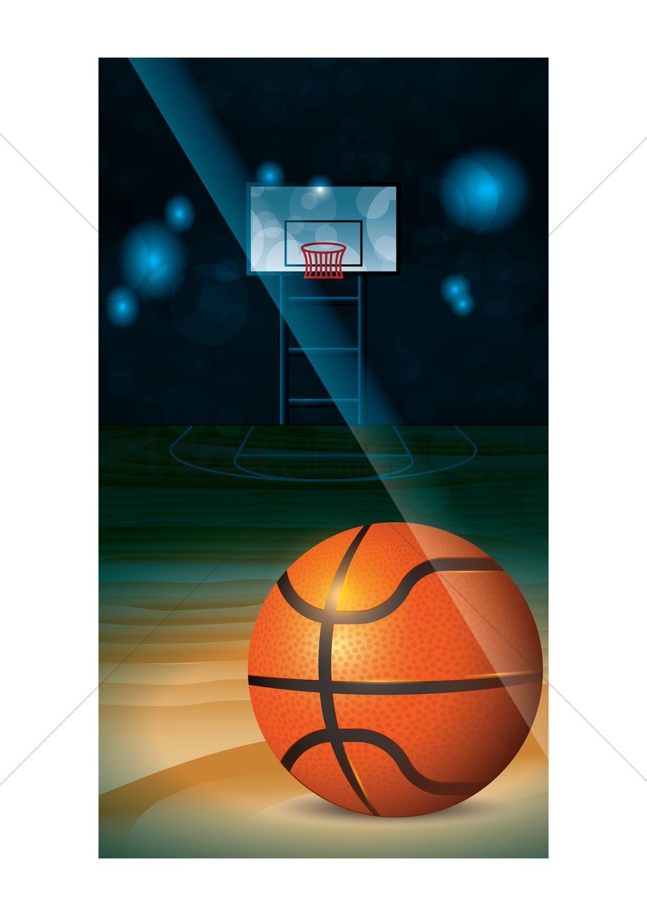 Pallone da basket su campo notturno, 919x1300 Full HD Verticale, Smartphone