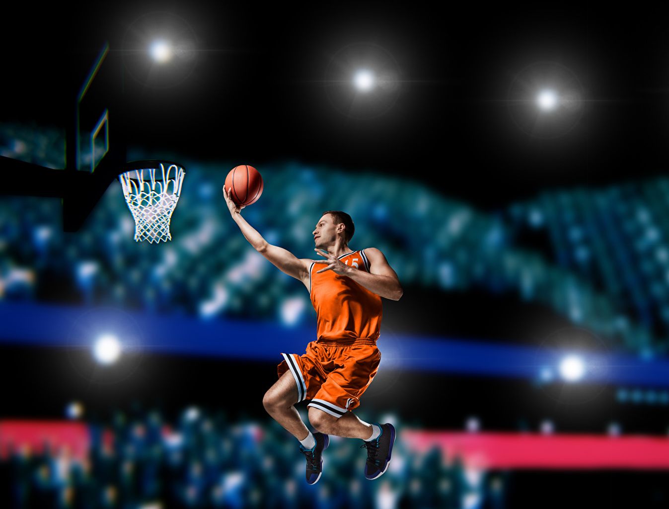 Giocatore basket schiacciata arancione, 1347x1024 HD, Desktop