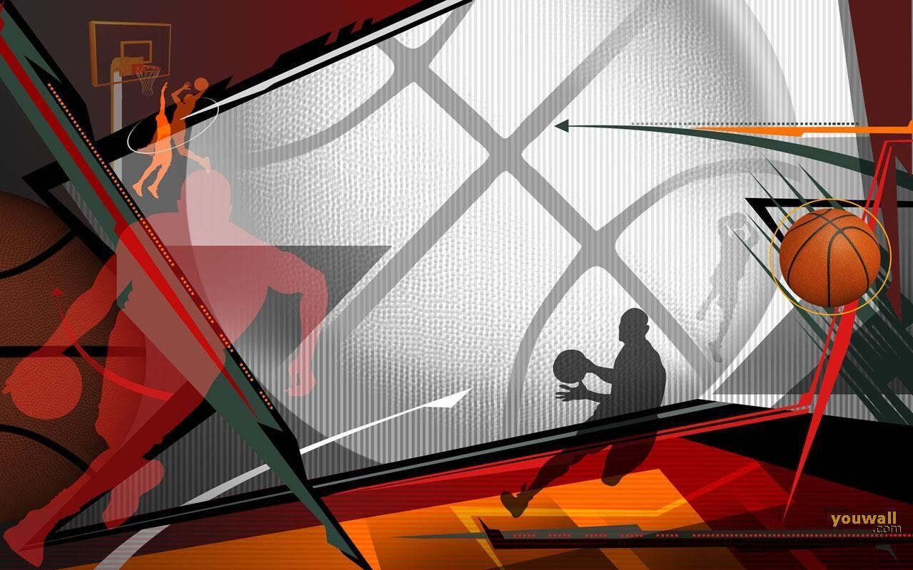 Silhouette giocatori basket astratto, 1280x800 720p, PC