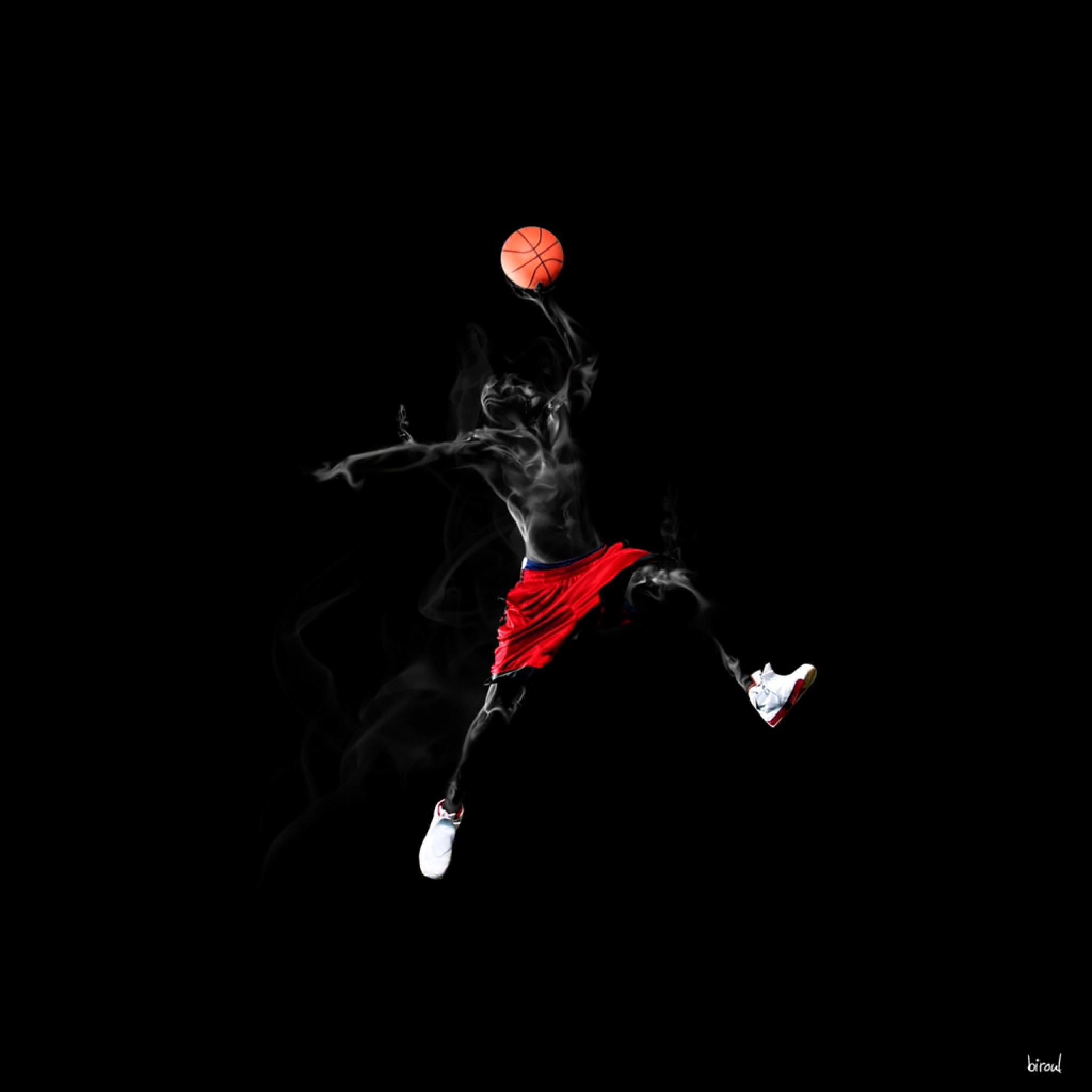 Giocatore basket schiacciata sfondo nero, 2048x2048 alta risoluzione, Desktop