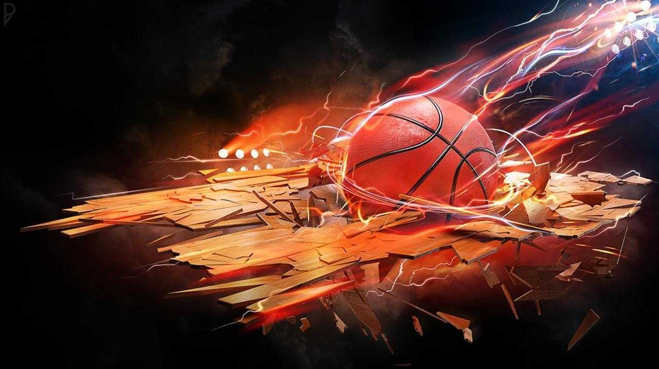 Pallone da basket in fiamme, 1280x718 720p, Laptop