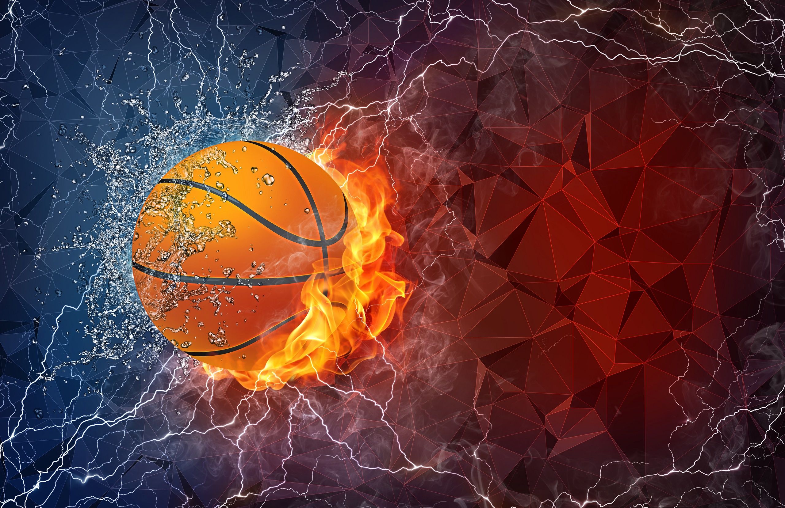 Pallone da basket fuoco e acqua, 2560x1658 2K+, Desktop