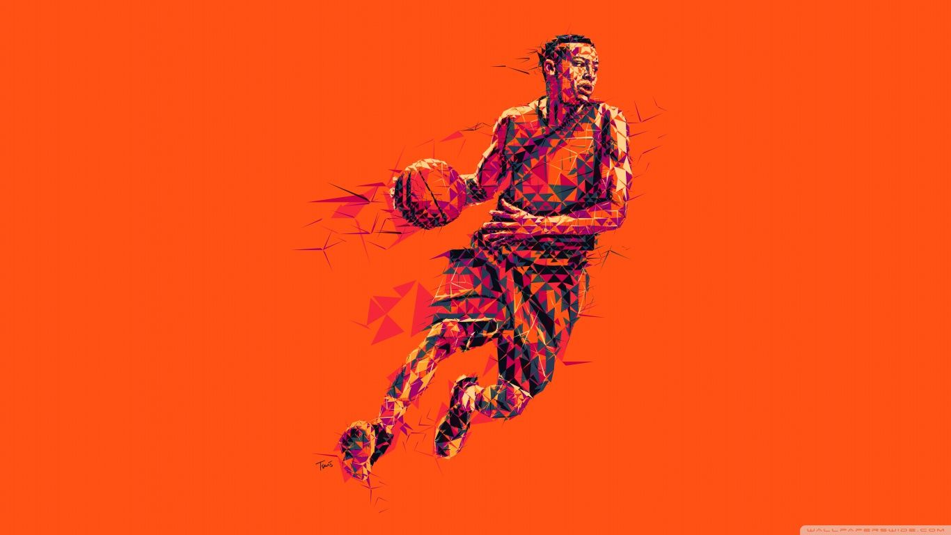 Giocatore basket stile artistico arancione, 1366x768 720p, Laptop