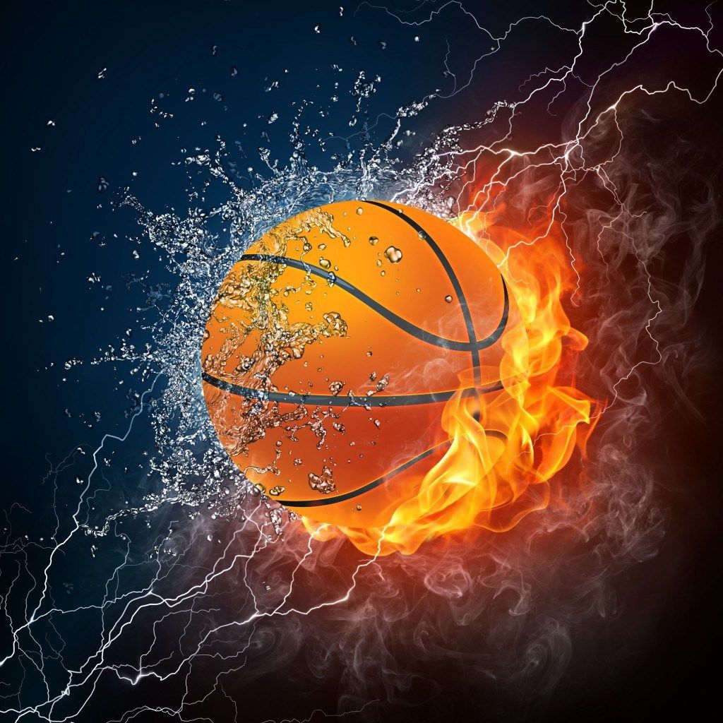 Pallone da basket fuoco e acqua, 1024x1024 HD, Desktop
