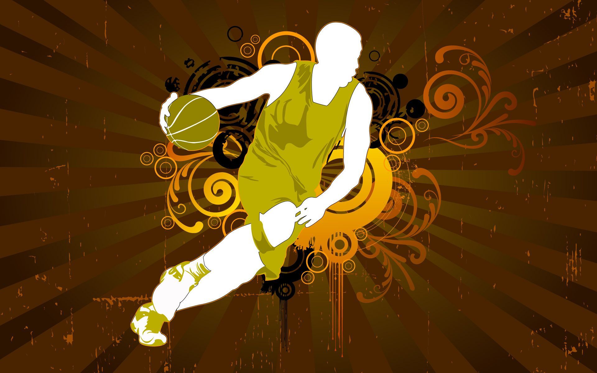 Silhouette giocatore basket arancione, 1920x1200 Full HD+, PC Desktop