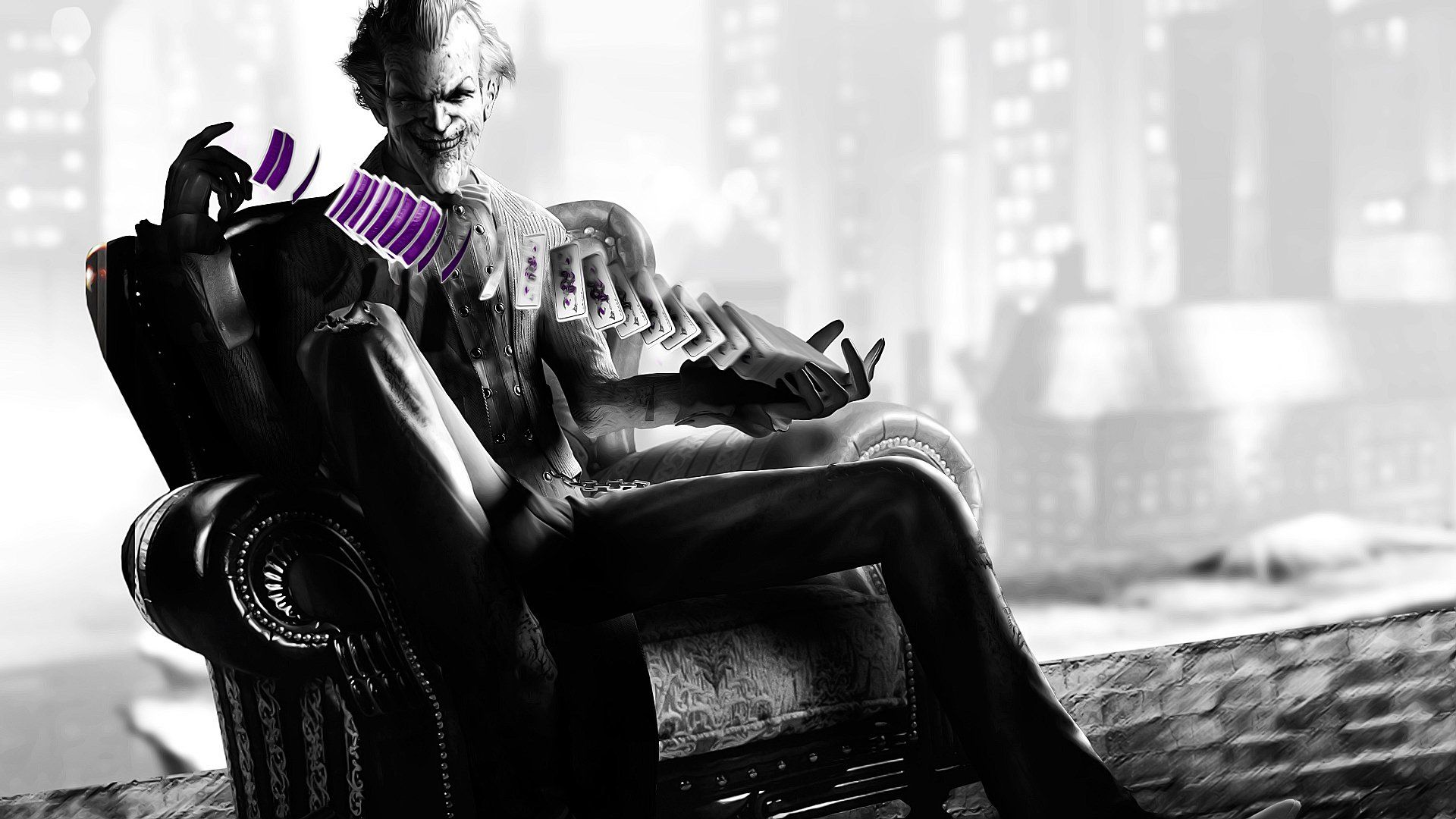 Joker seduto in poltrona, 1920x1080 Full HD 1080p, PC Desktop