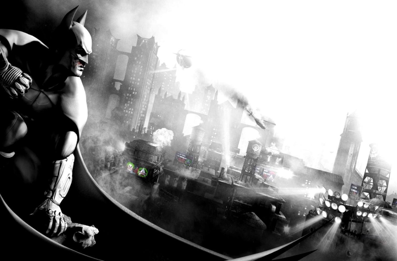Batman Arkham City città bianco-nero, 1512x997 720p, PC