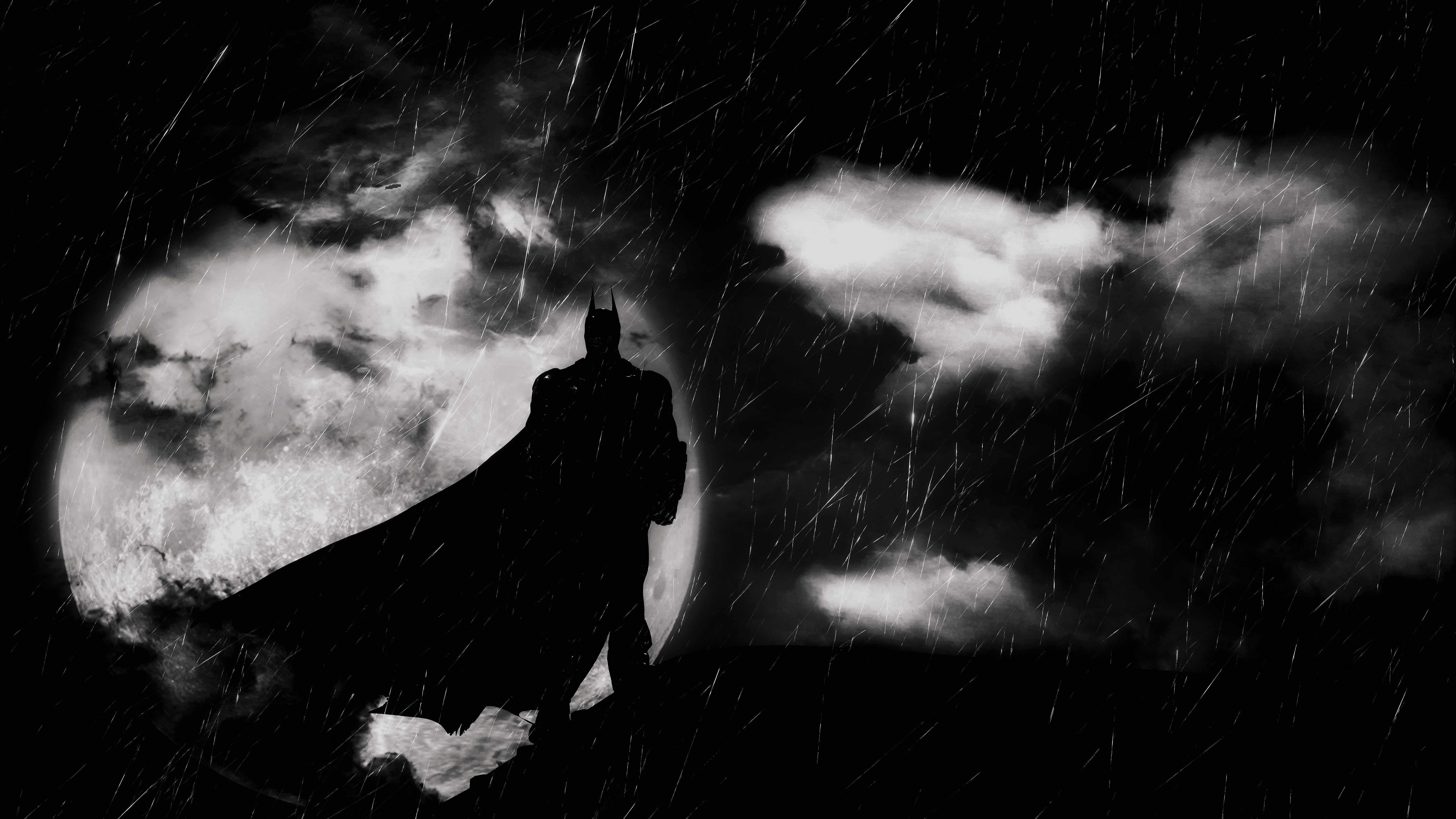 Batman silhouette luna nera, DC Comics, 7680x4320 4K, Desktop 4K