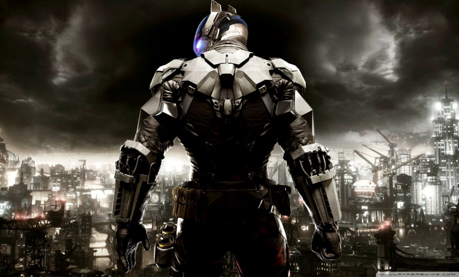 Batman armatura Arkham Knight, Gotham, 1562x945 HD, Desktop
