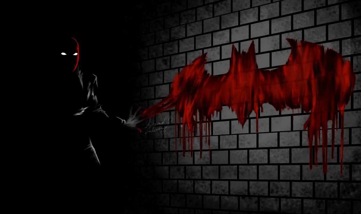Red Hood logo pipistrello sangue, 1200x711 HD, Laptop