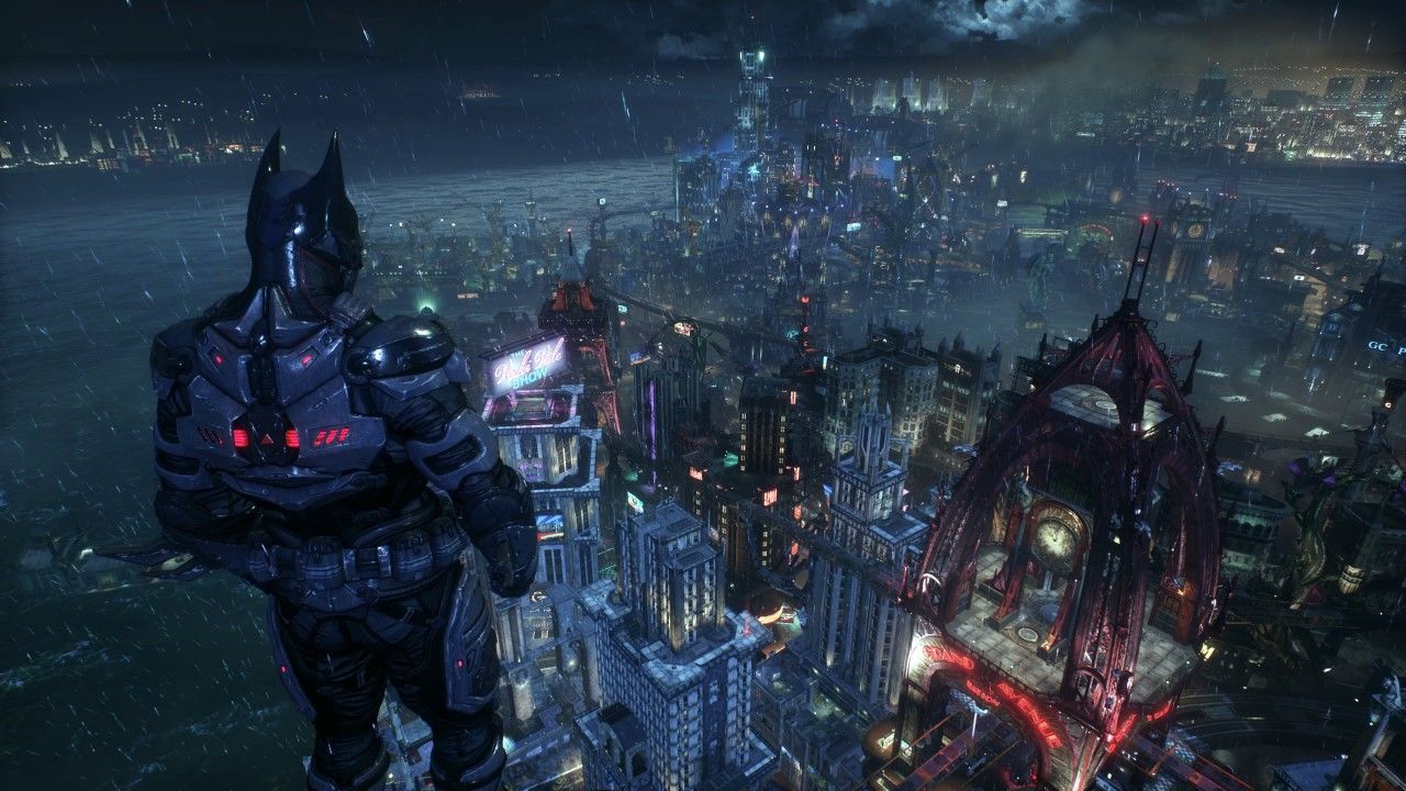 Batman su tetto città notturna, 1280x720 720p, iMac