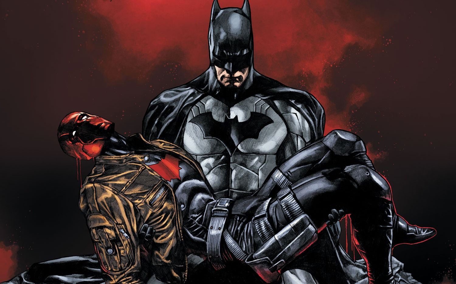 Batman e Red Hood seduti, 1500x934 720p, PC