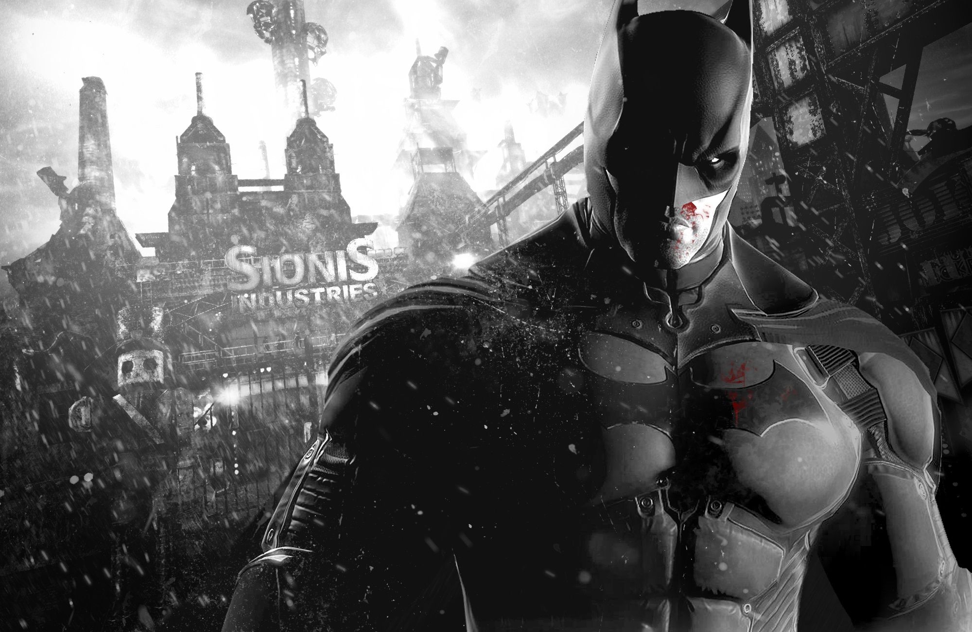 Batman Arkham Origins bianco e nero, 2000x1300 alta risoluzione, PC Desktop