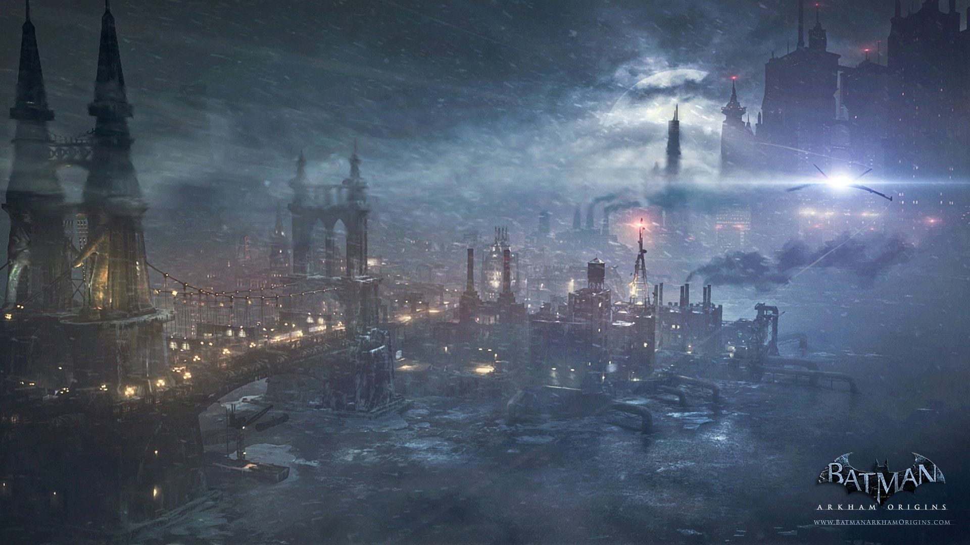 Gotham City innevata notturna, 1920x1080 1080p, Laptop