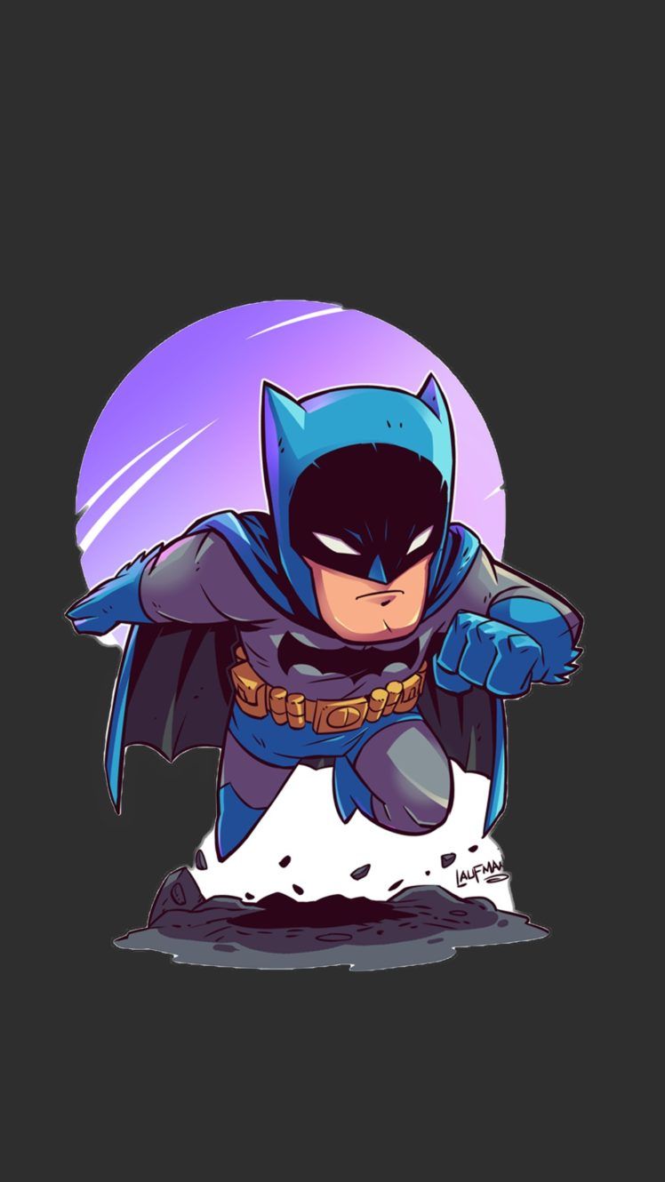 Batman cartoon con luna viola, 748x1330 Verticale, Telefono