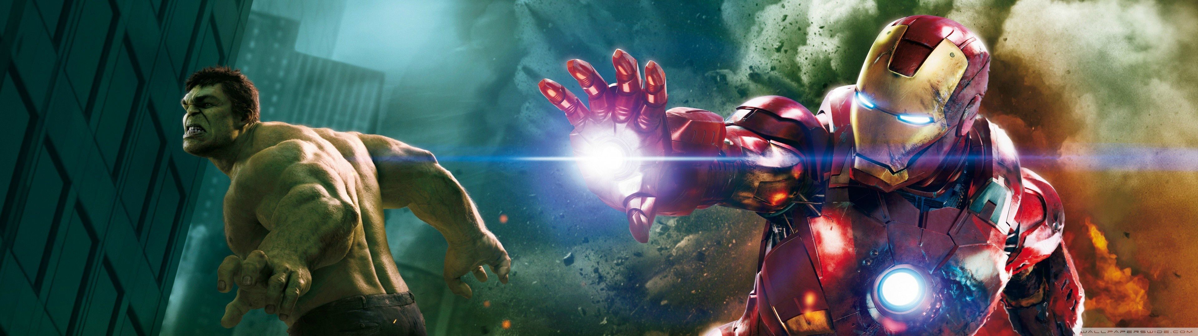 Hulk e Iron Man Marvel, MCU, 3840x1080 Panoramico, Dual Screen
