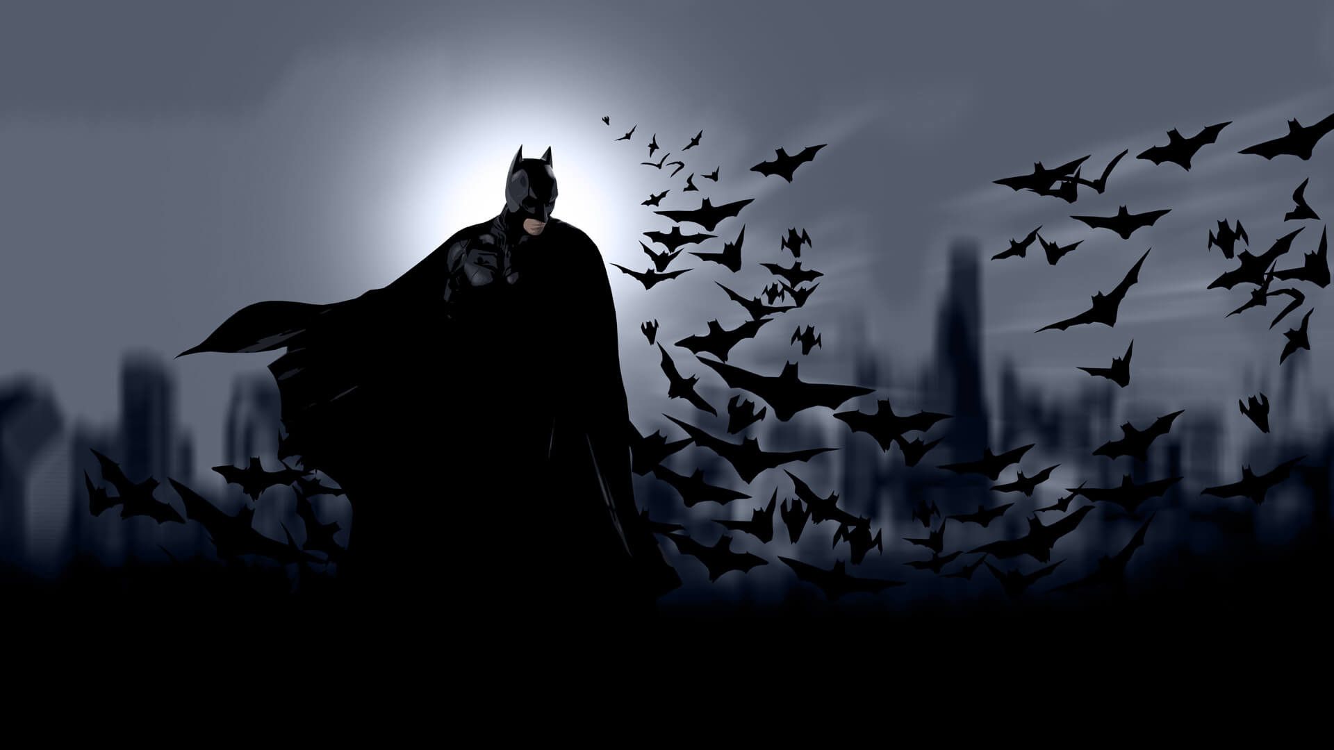 Batman silhouette con pipistrelli, 1920x1080 Full HD 1080p, Monitor Gaming