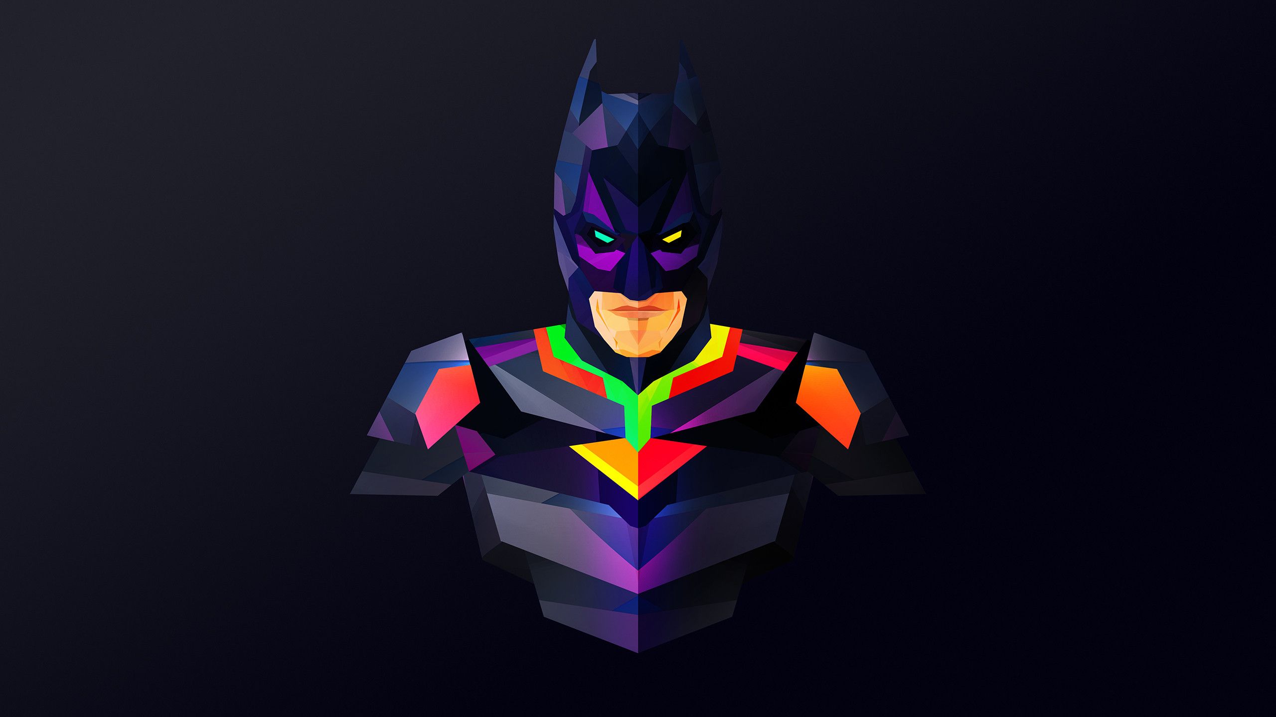 Batman low poly colorato, 2560x1440 2K, PC Desktop