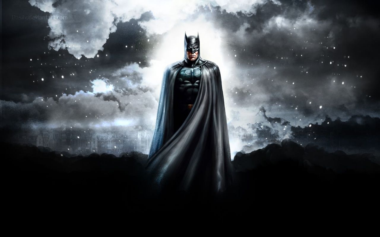 Batman in piedi sotto nuvole, 1280x800 HD, Desktop