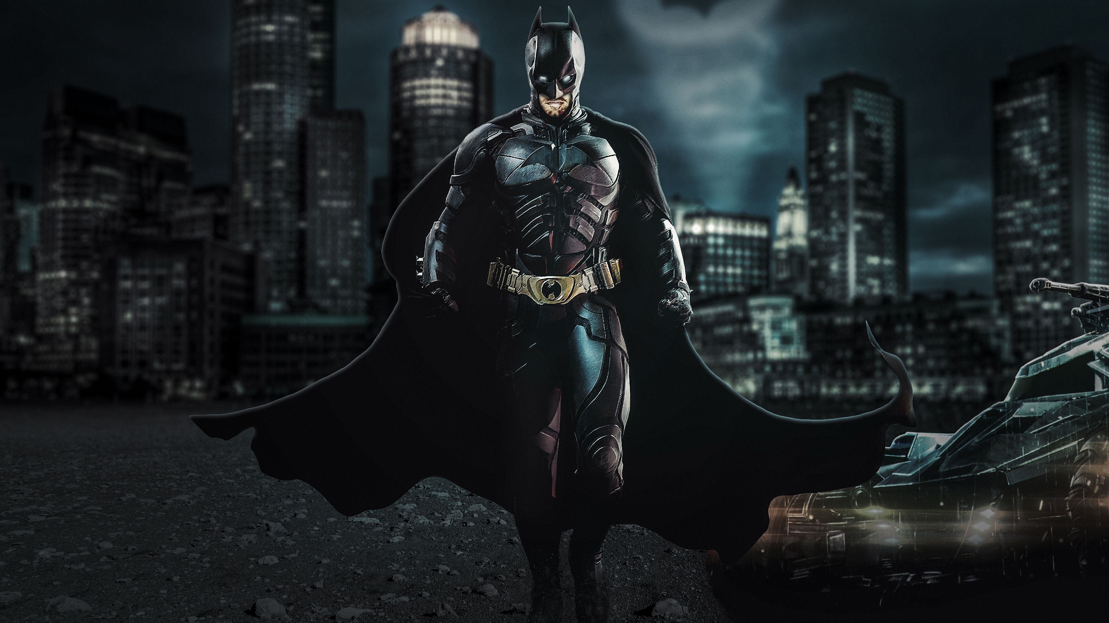 Batman in città notturna, 3840x2160 4K, PC Desktop