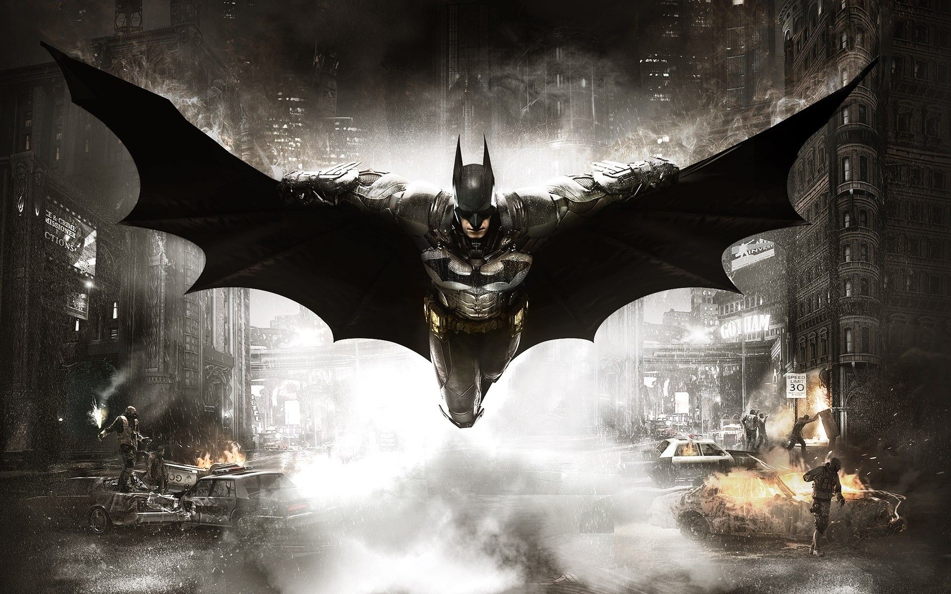 Batman Arkham Knight città notturna, videogioco d'azione, 1920x1200 WUXGA, Monitor Gaming