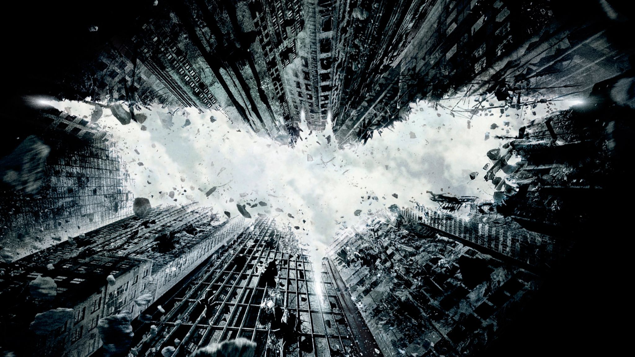 Simbolo Batman tra grattacieli, 2048x1152 2K, PC