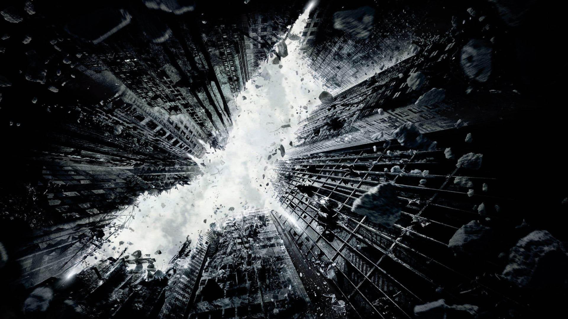 Logo Batman esplosione città, 1920x1080 Full HD, Desktop