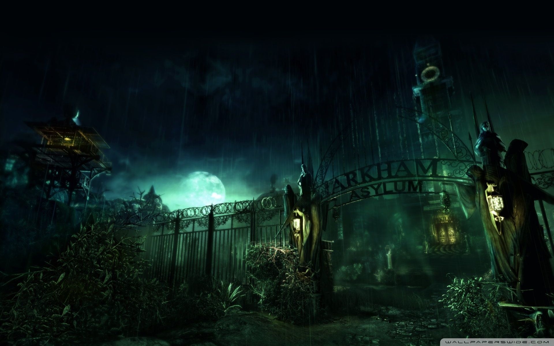 Arkham Asylum cancello notturno, Rocksteady, 1920x1200 Full HD+, Monitor Gaming
