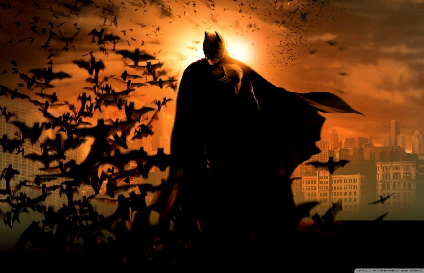 Batman silhouette con pipistrelli, 1368x883 720p, PC