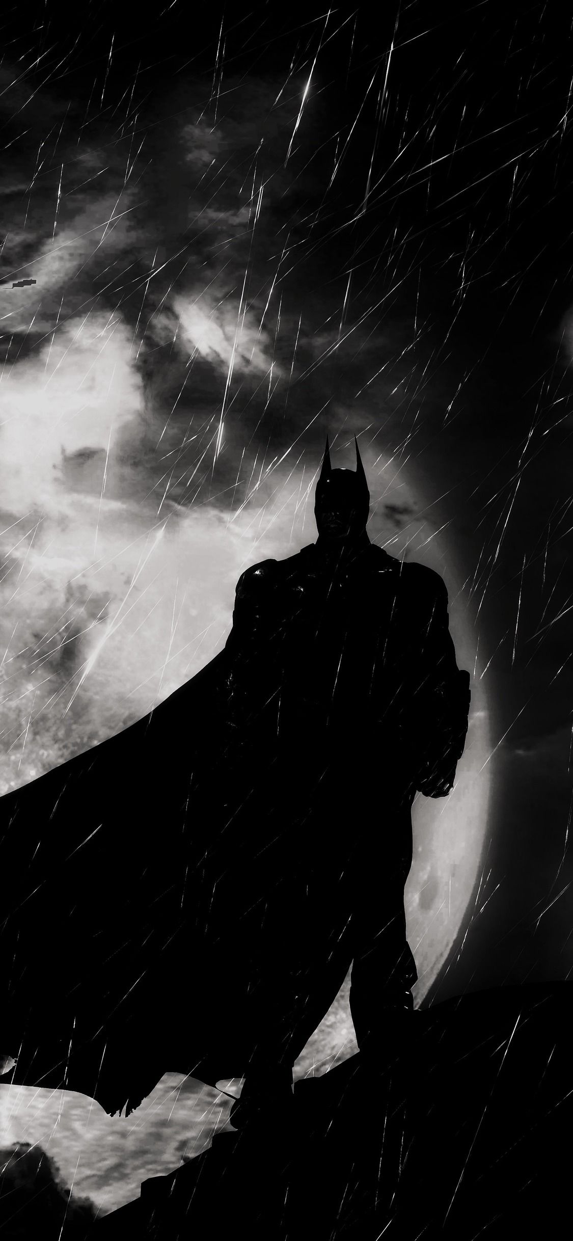 Batman silhouette luna pioggia, DC Comics, 1125x2436 Verticale, iPhone Pro Max