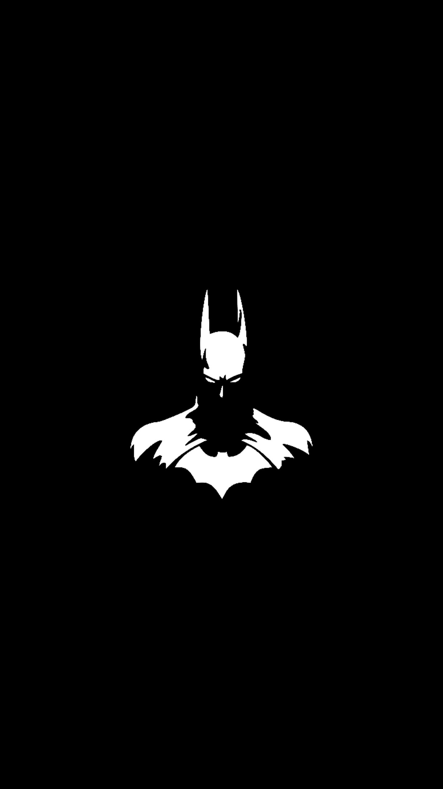 Batman logo bianco su nero, DC Comics, 1440x2560 Verticale, Telefono