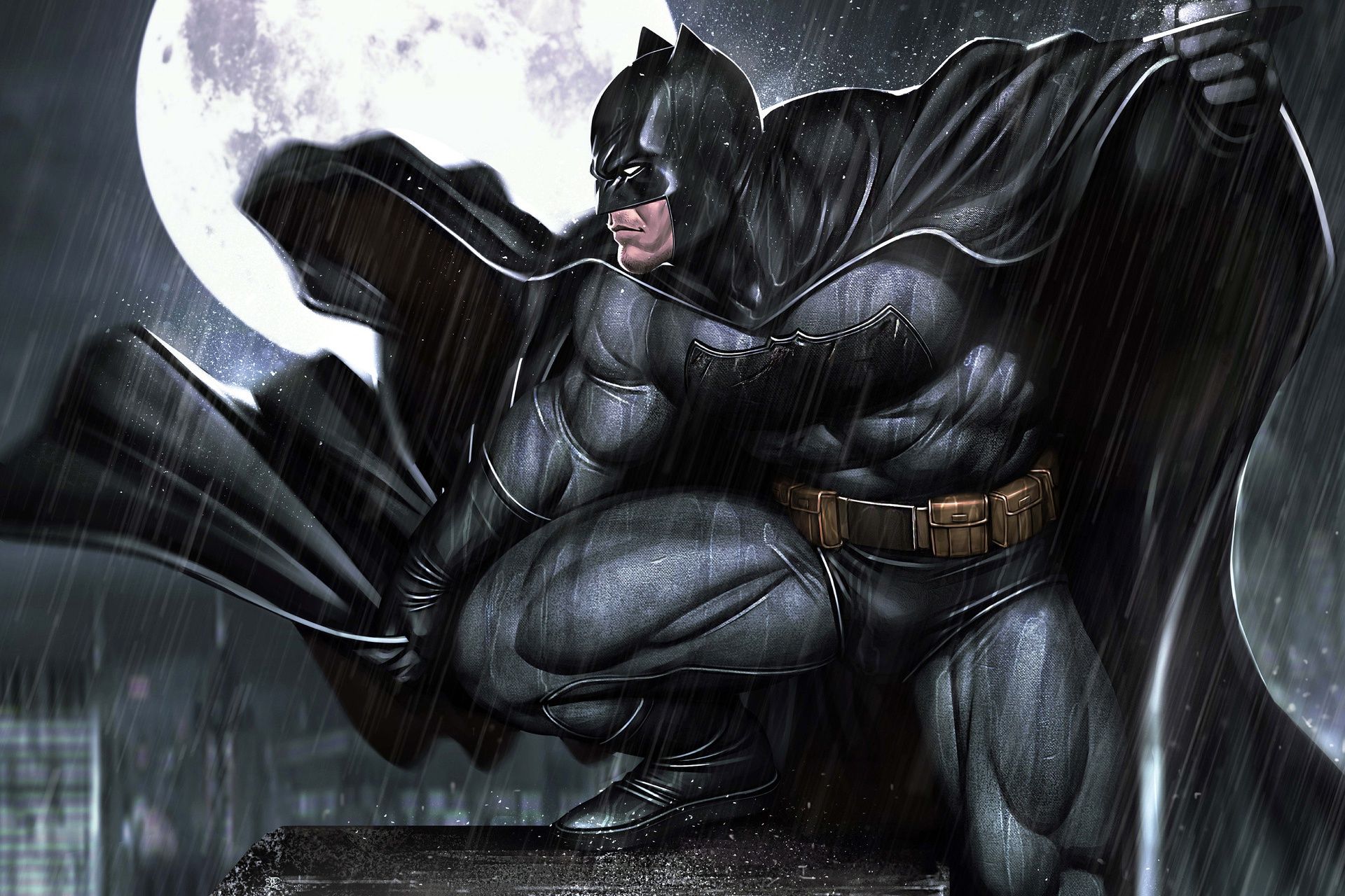Batman accovacciato sotto luna, 1920x1280 Full HD+, iMac