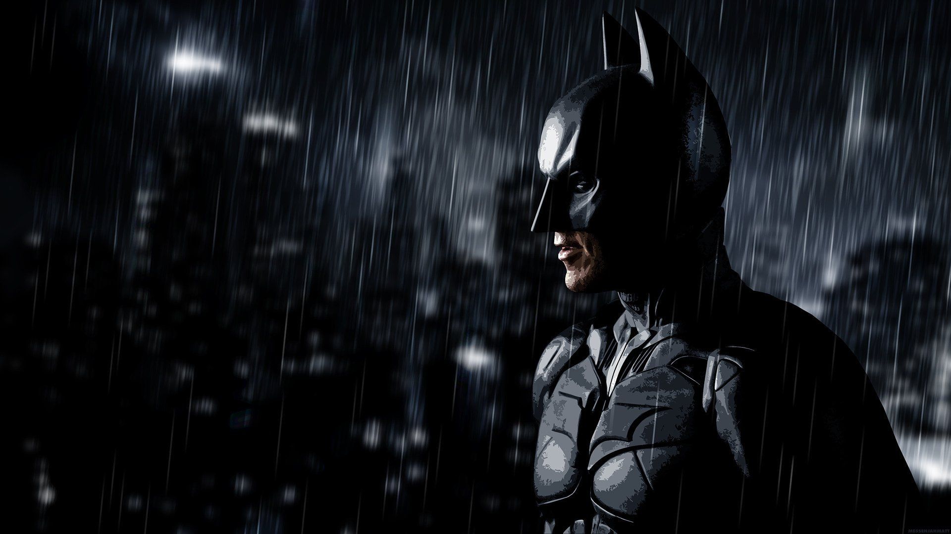 Batman sotto la pioggia notturna, 1920x1080 1080p, PC Desktop