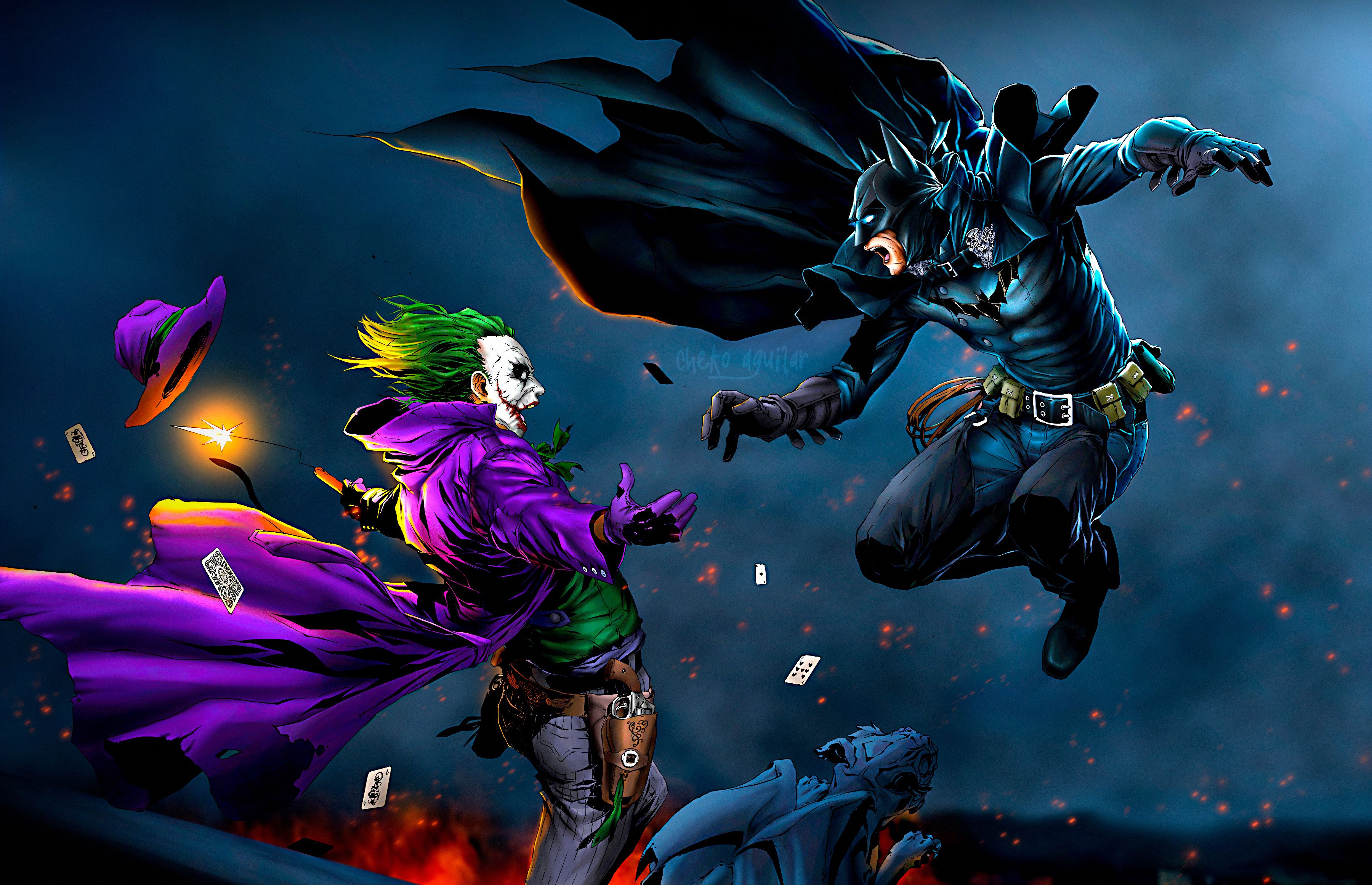 Batman contro Joker scontro, Gotham, 3600x2321 WQXGA, Laptop