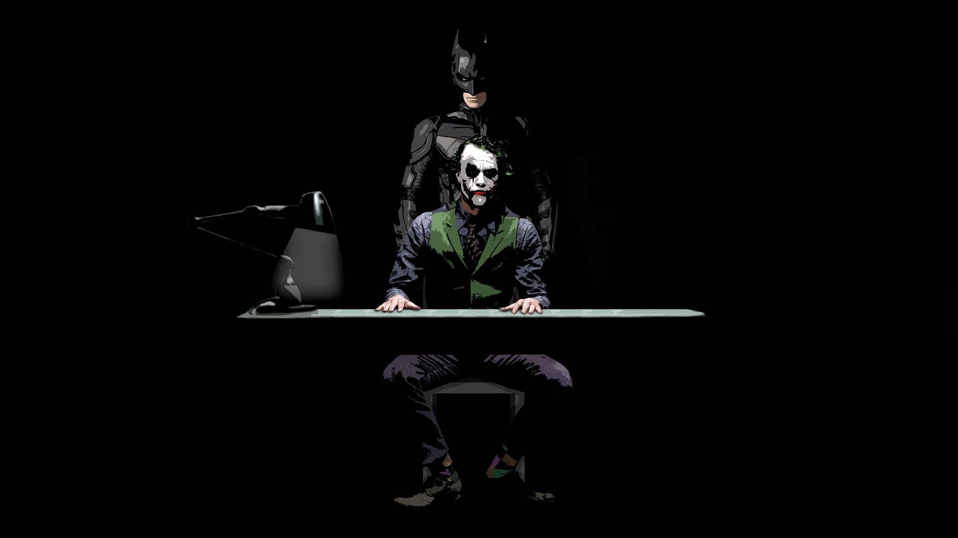 Batman e Joker su tavolo, nemesi di Batman, 1920x1080 Full HD, Desktop