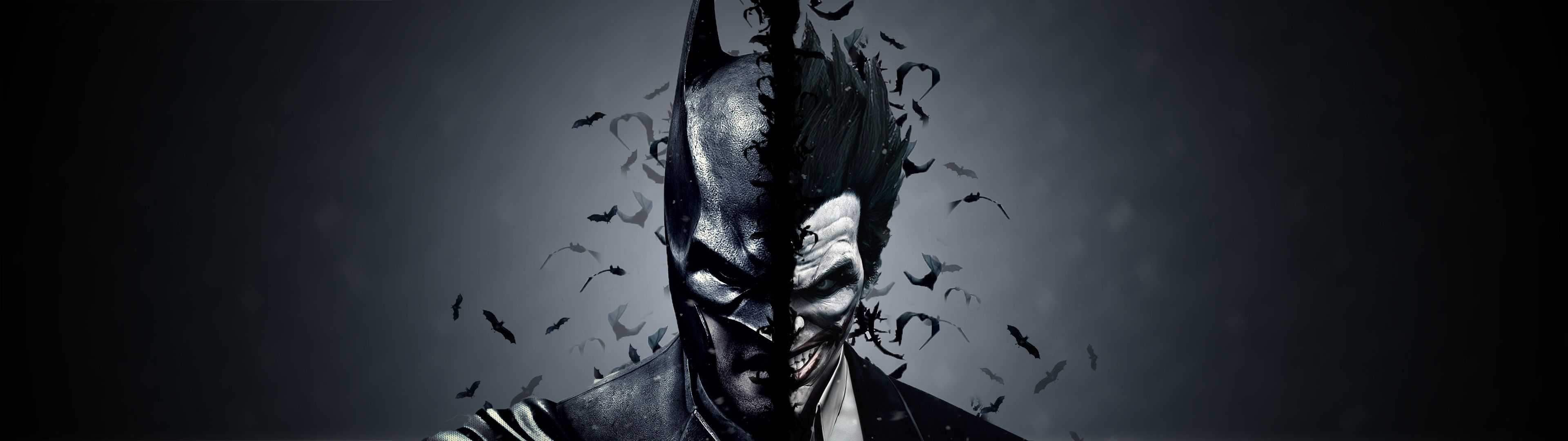 Batman e Joker maschere fuse, nemesi di Batman, 3840x1080 Panoramico, Dual Screen