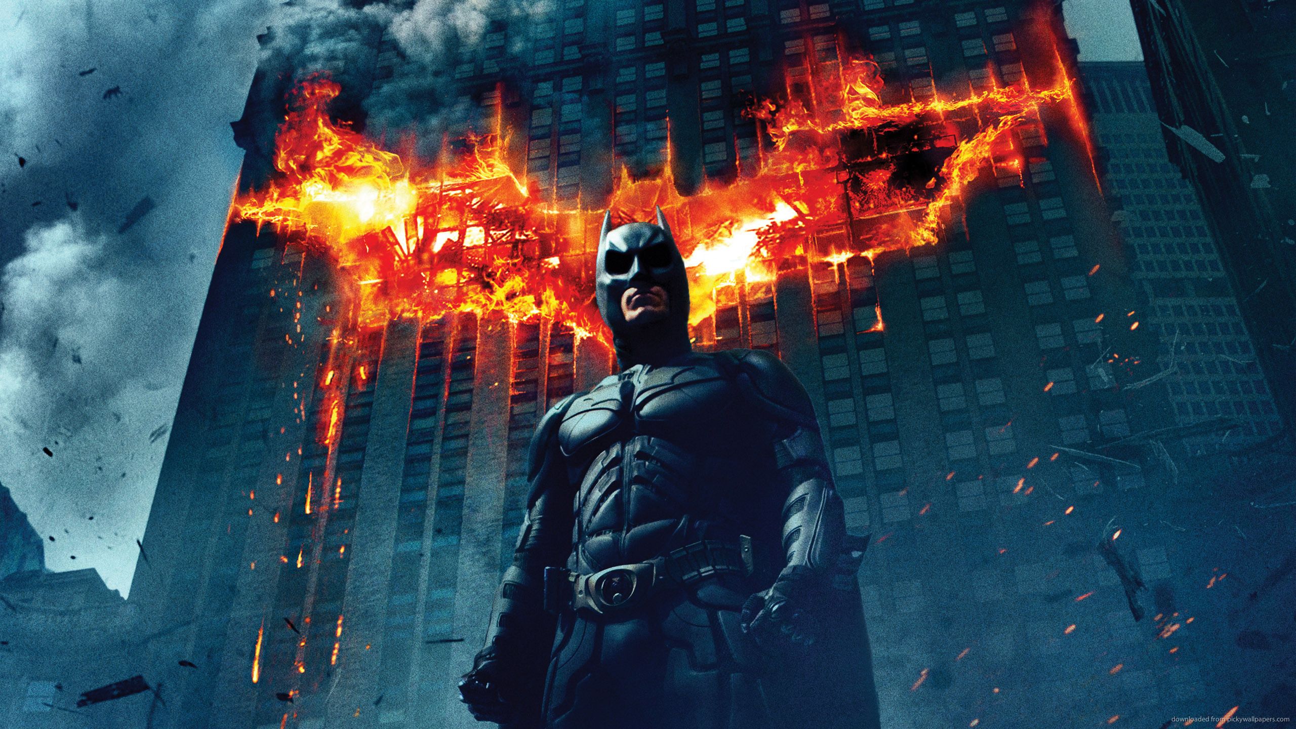 Batman simbolo fiamme città, 2560x1440 1440p, Monitor Gaming