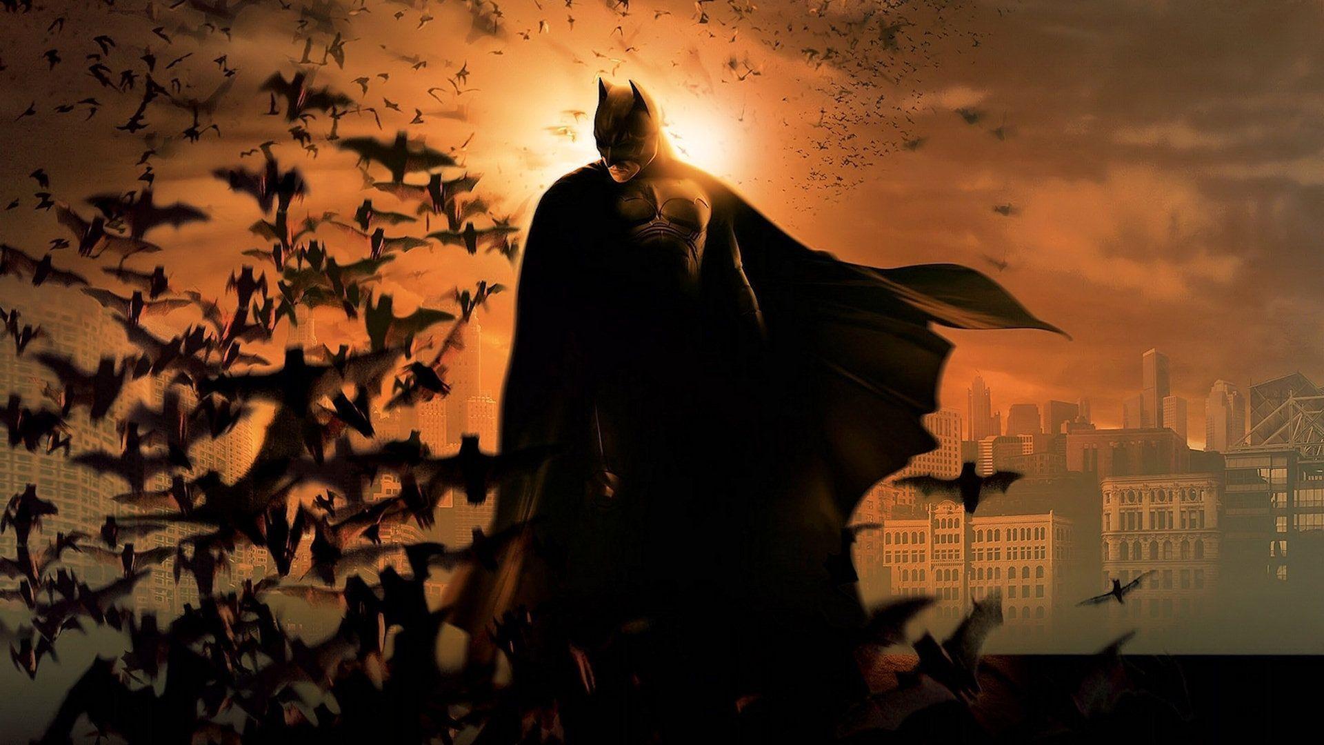 Batman con pipistrelli al tramonto, 1920x1080 Full HD, PC