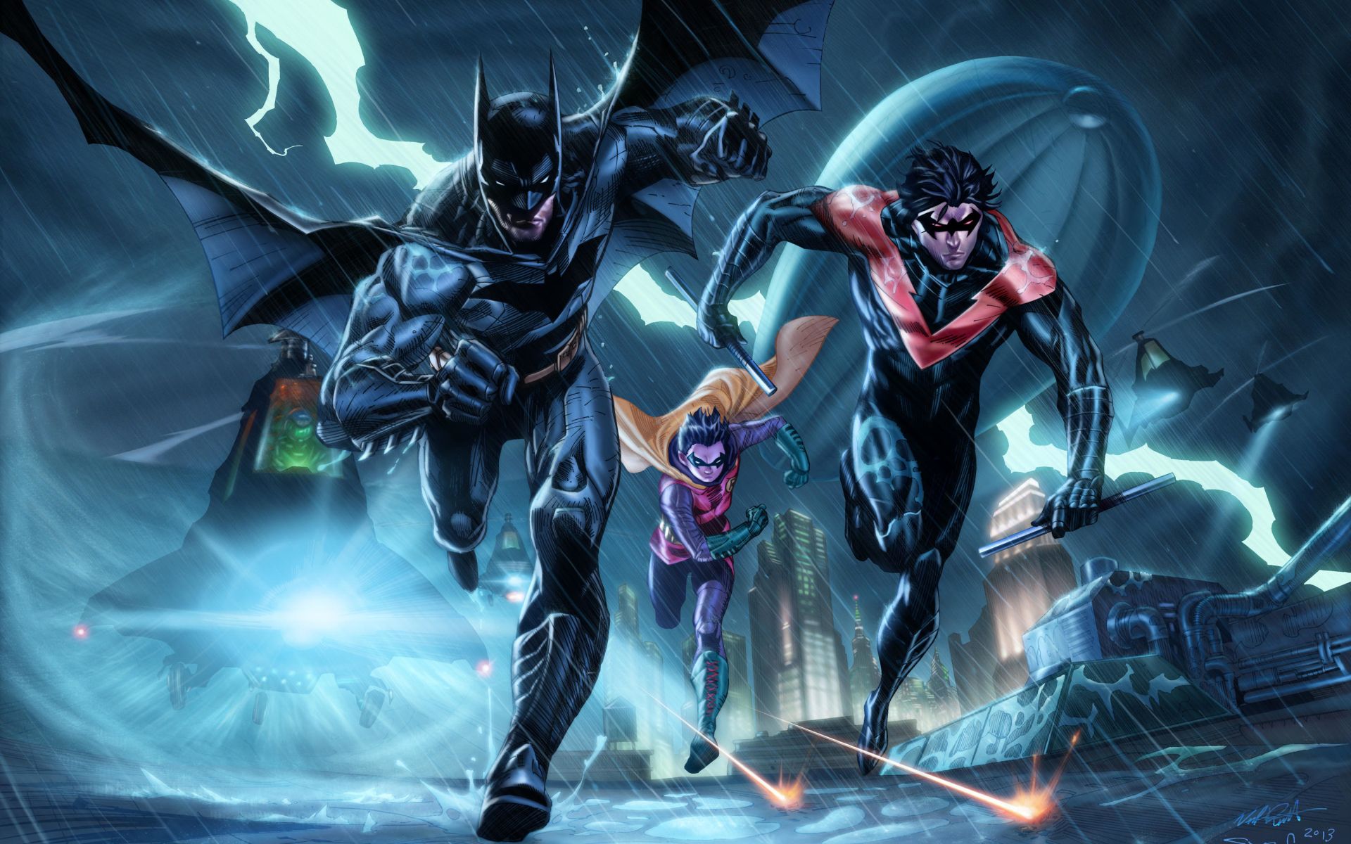 Batman Nightwing Batgirl in azione, Dick Grayson, 1920x1200 Full HD+, Desktop