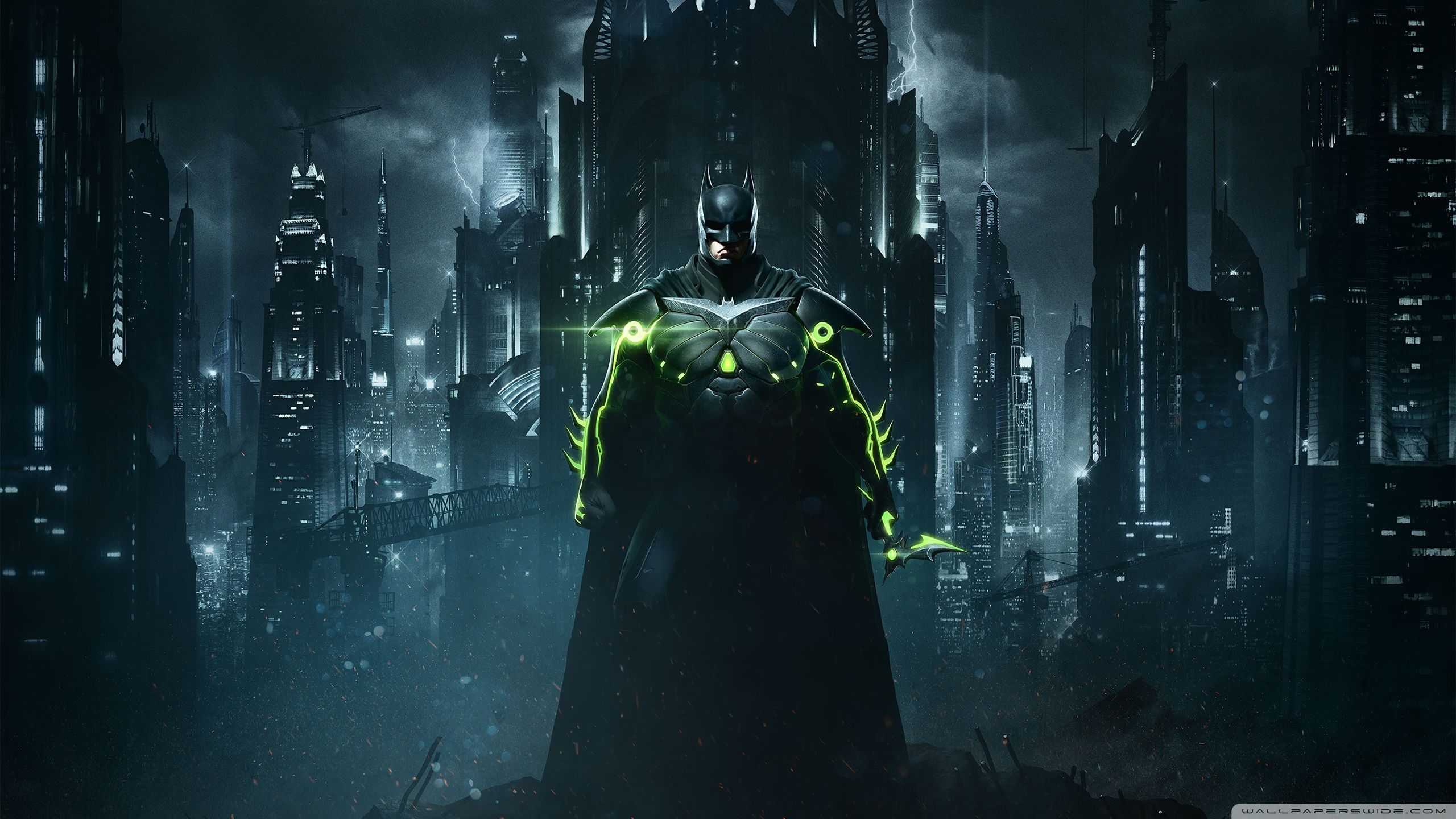 Batman silhouette città notturna, 2560x1440 1440p, Desktop