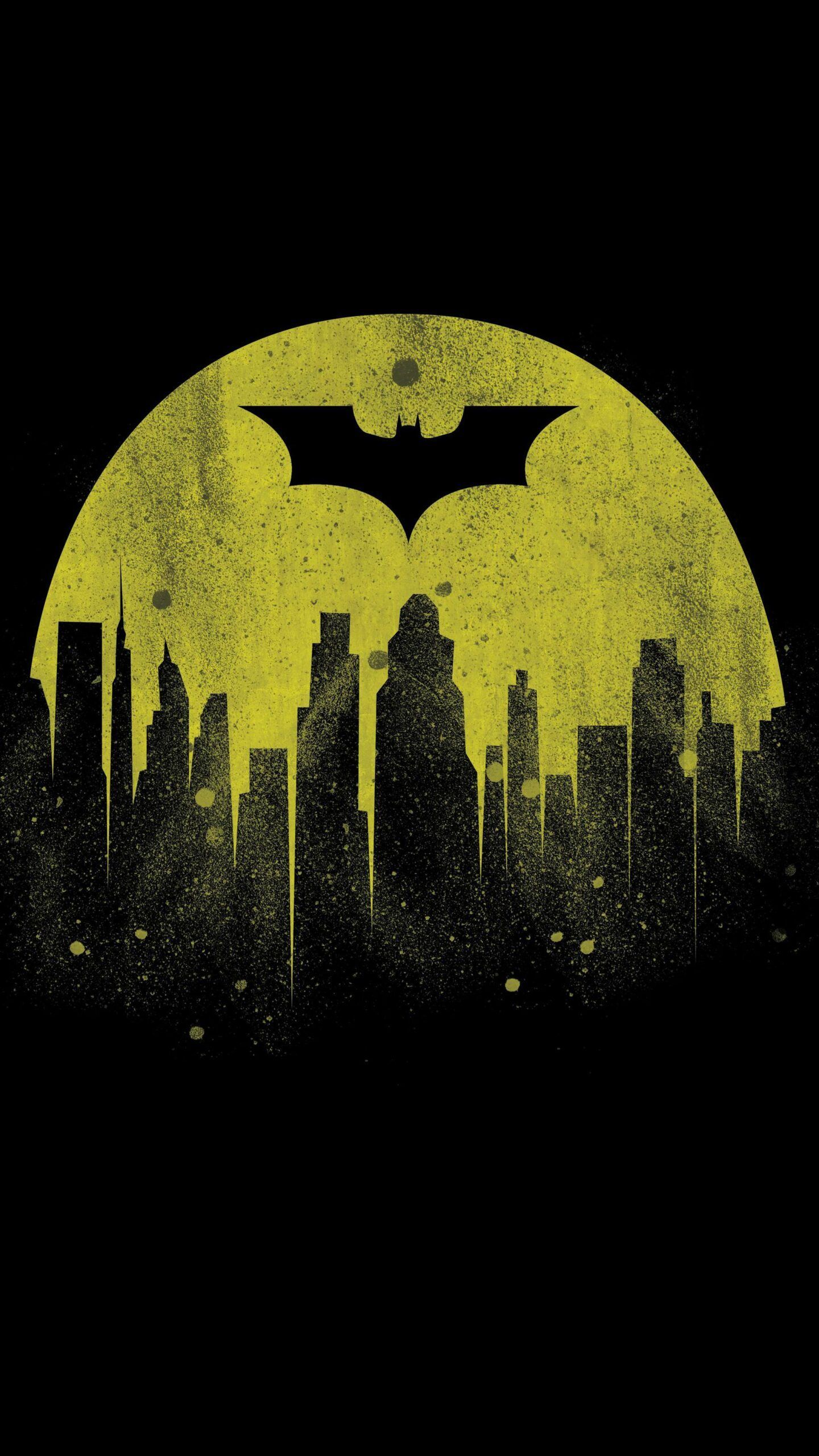 Logo Batman skyline città, 1440x2560 Full HD Verticale, iPhone