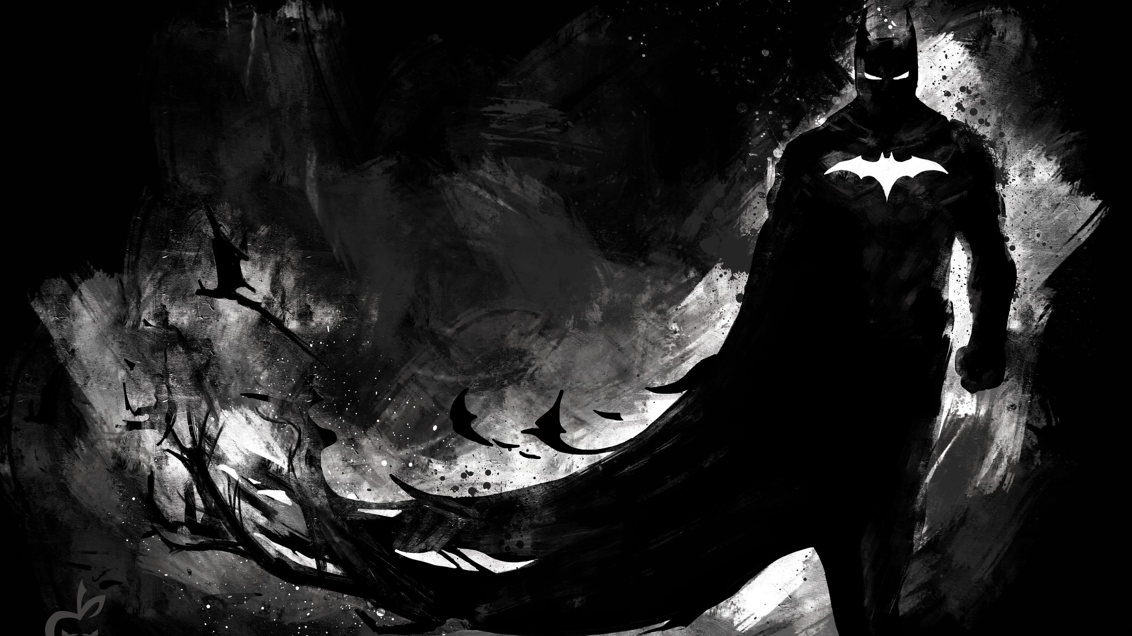 Batman silhouette monocromatica, 3840x2160 Ultra HD, 4K TV