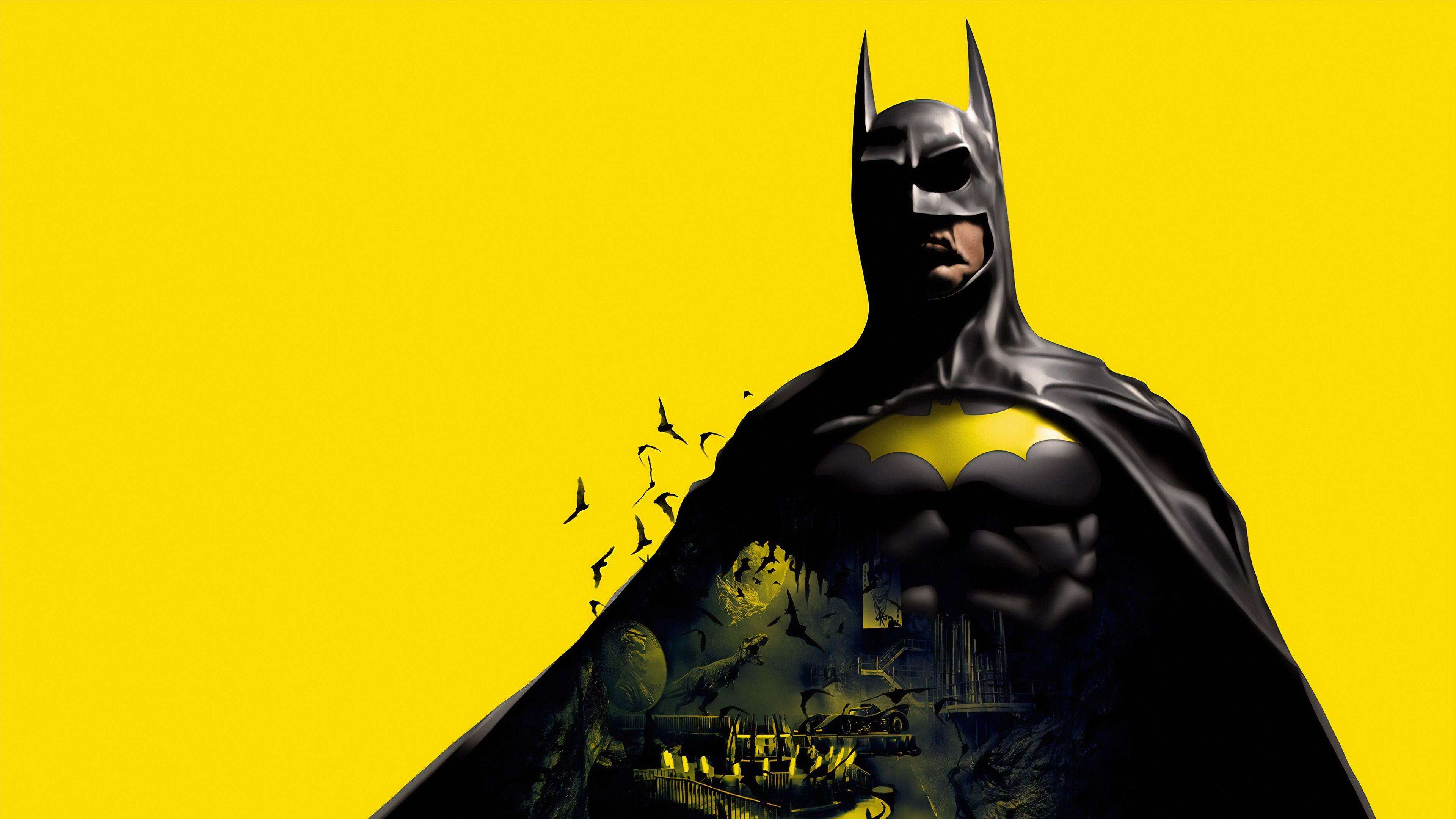 Batman su sfondo giallo, 3840x2160 4K Ultra HD, Monitor 4K