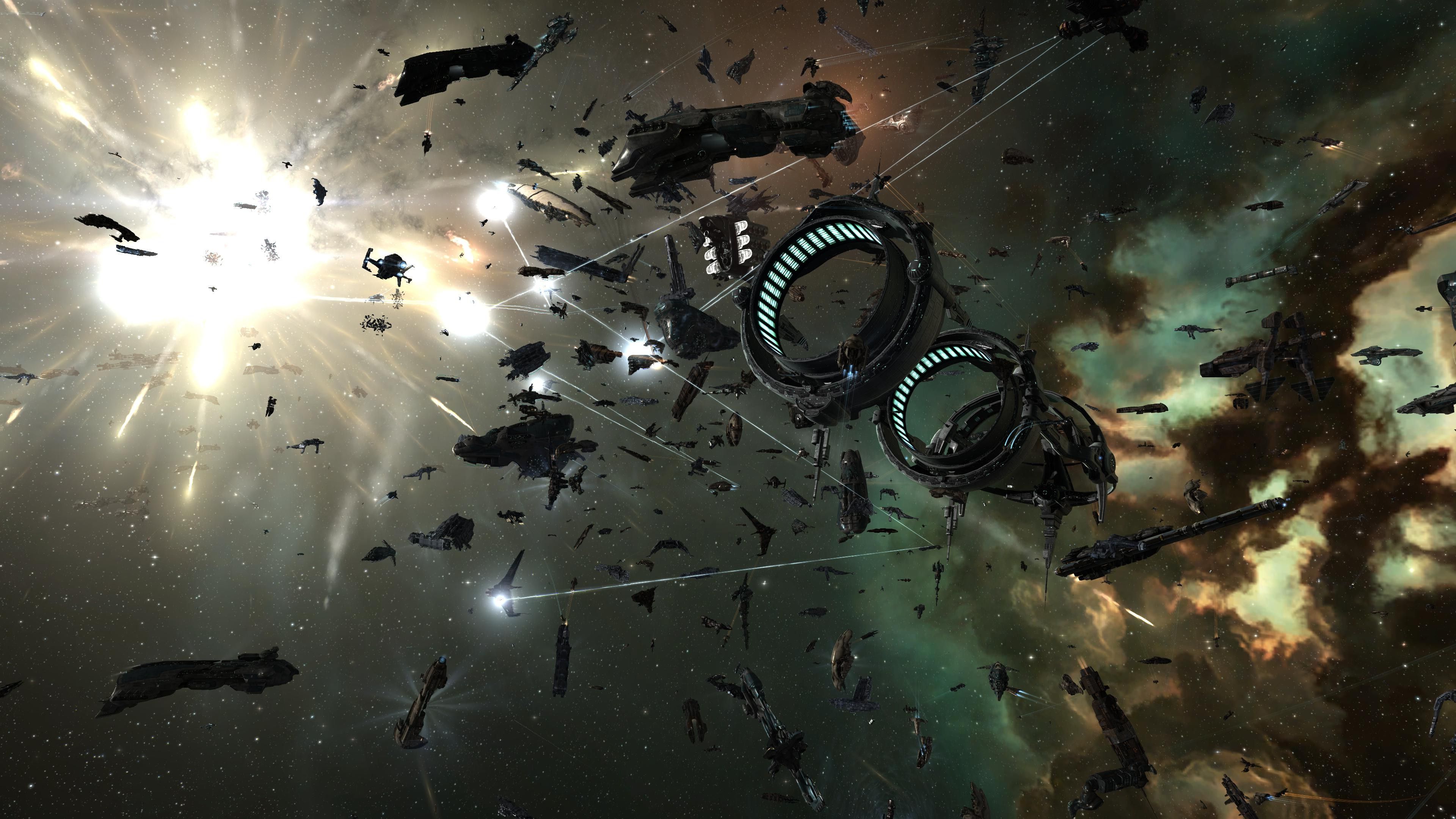 Battaglia navale spaziale EVE Online, 3840x2160 4K Ultra HD, Monitor 4K