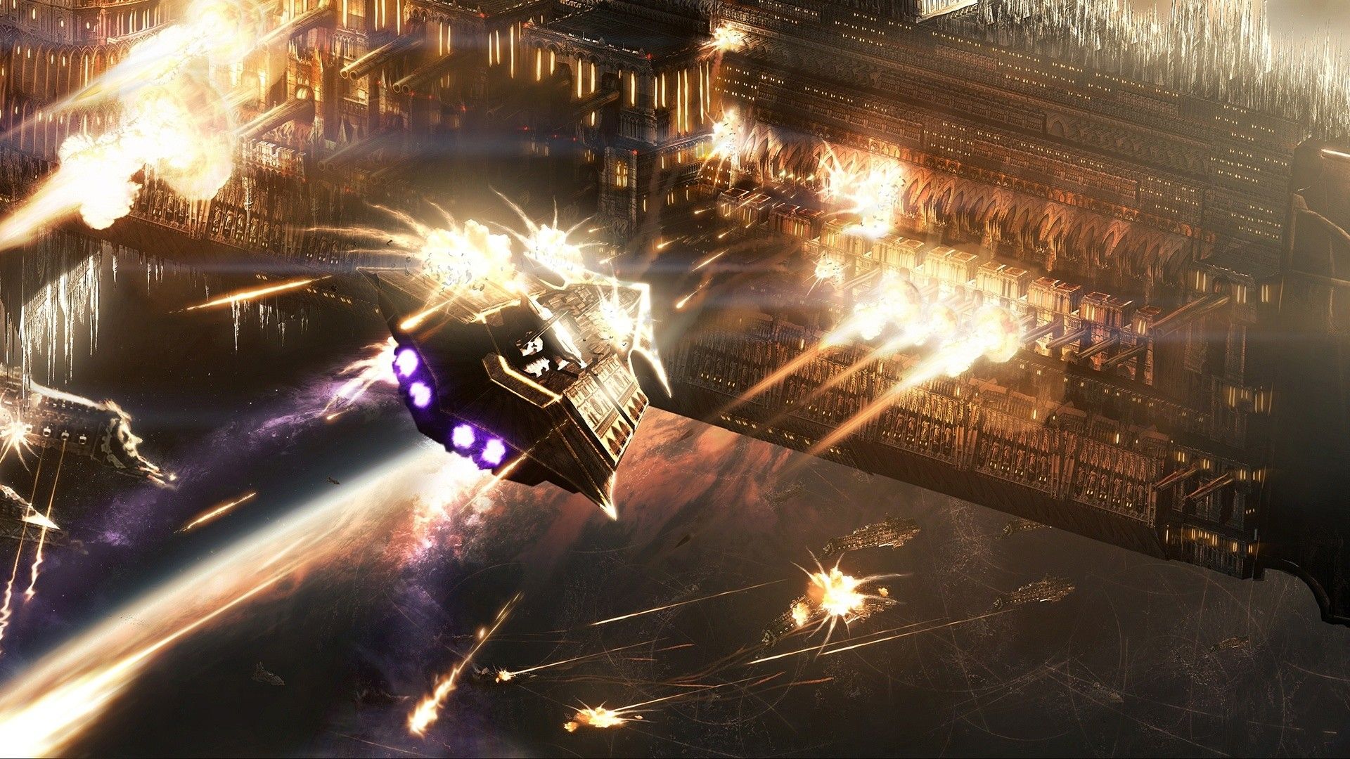 Astronavi Warhammer 40000 in battaglia, 1920x1080 Full HD, Desktop
