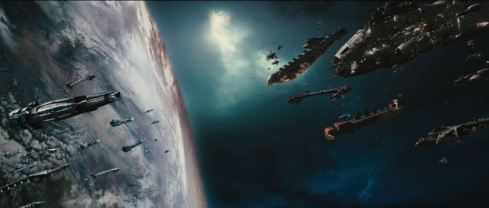 Astronavi in battaglia orbitale, 1920x818 Panoramico, Dual Screen