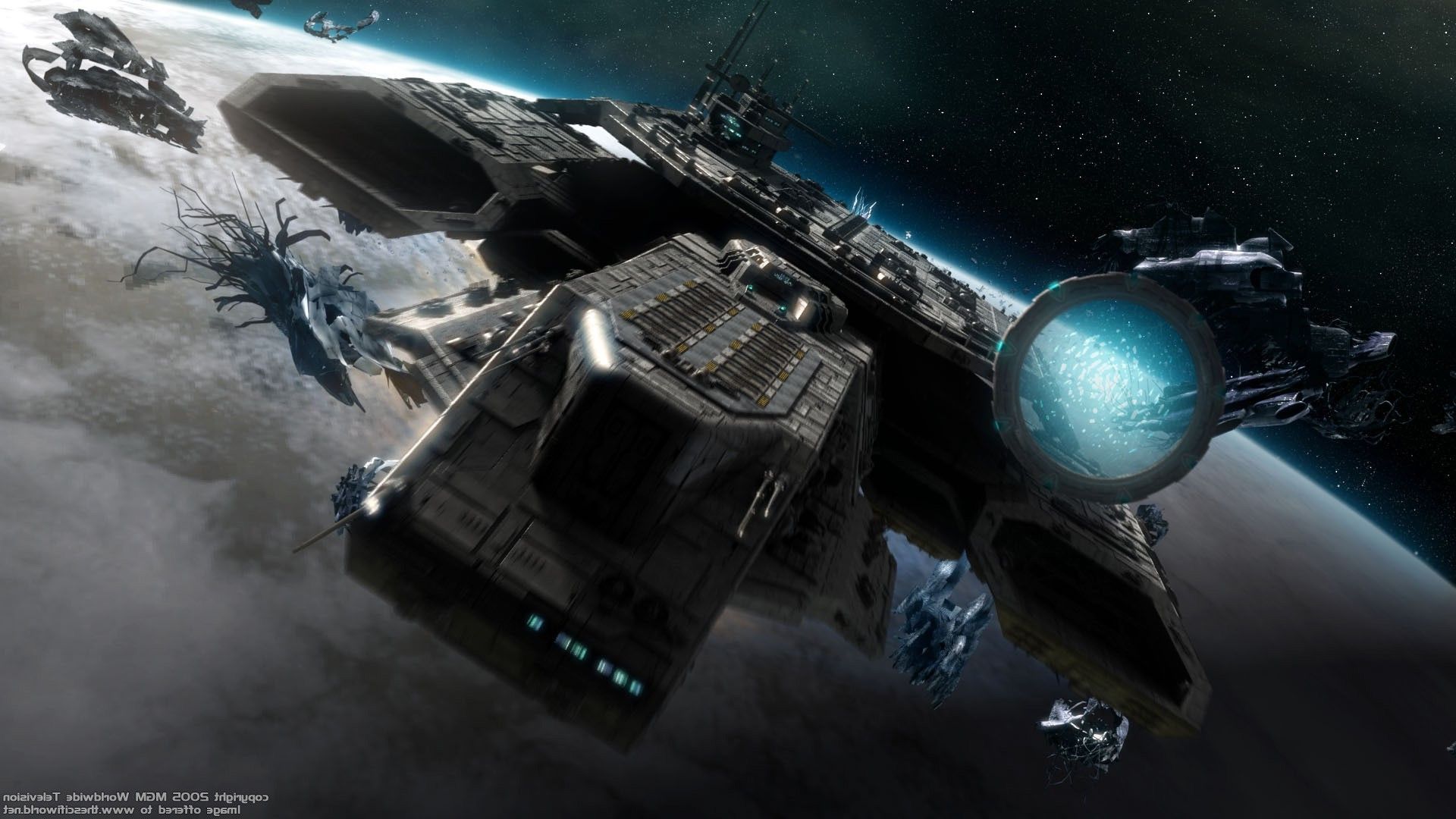 Navi da battaglia spaziali sopra pianeta, 1920x1080 1080p, Desktop